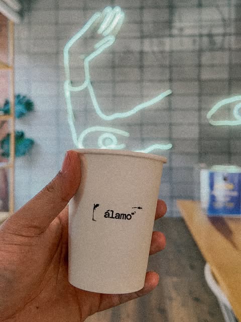 Taza de Álamo en la mano
